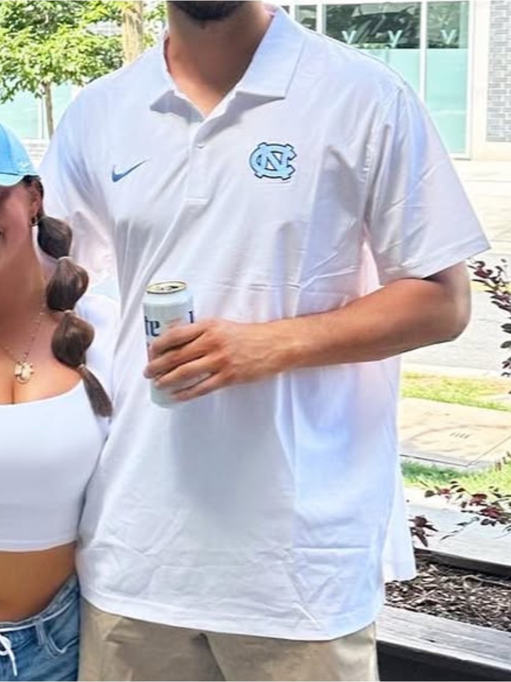 Nike White UNC Polo with Light Blue Logo - Picture 2 of 4
